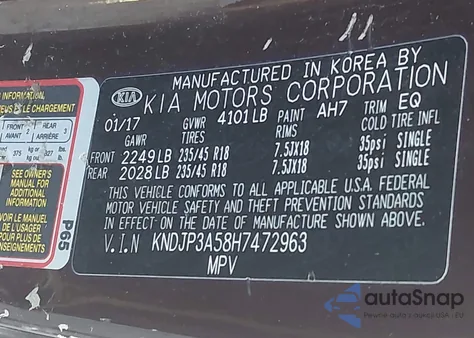 2017 Kia Soul + z USA, uszkodzony, nr VIN KNDJP3A58H7472963